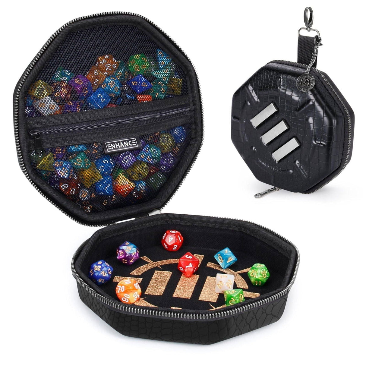 ENHANCE DnD Dice Tray and Dice Case - Dragon Black - cardcosmos