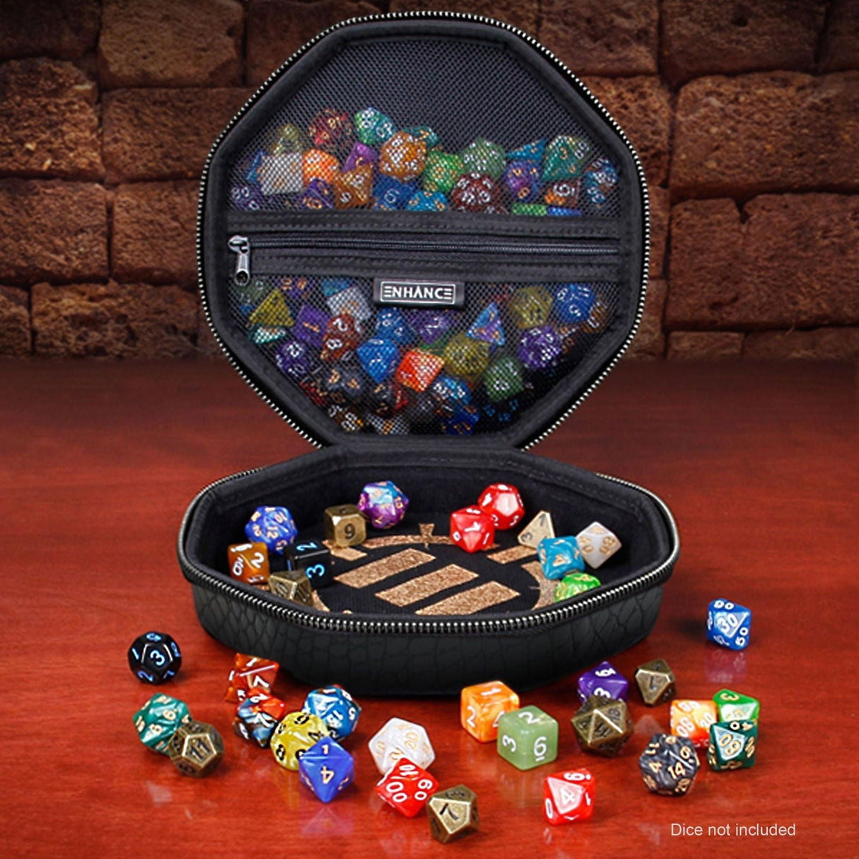 ENHANCE DnD Dice Tray and Dice Case - Dragon Black - cardcosmos