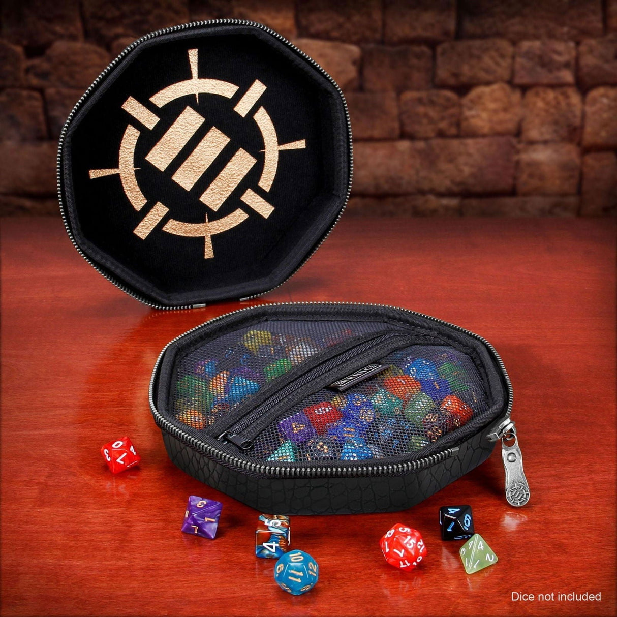 ENHANCE DnD Dice Tray and Dice Case - Dragon Black - cardcosmos