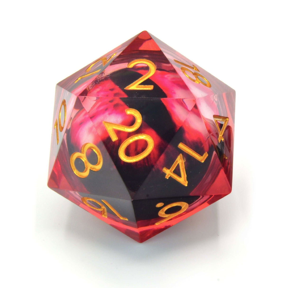 Glassstaff - Blood Iris 33mm Floating Eye D20 - CritStones Dice - cardcosmos