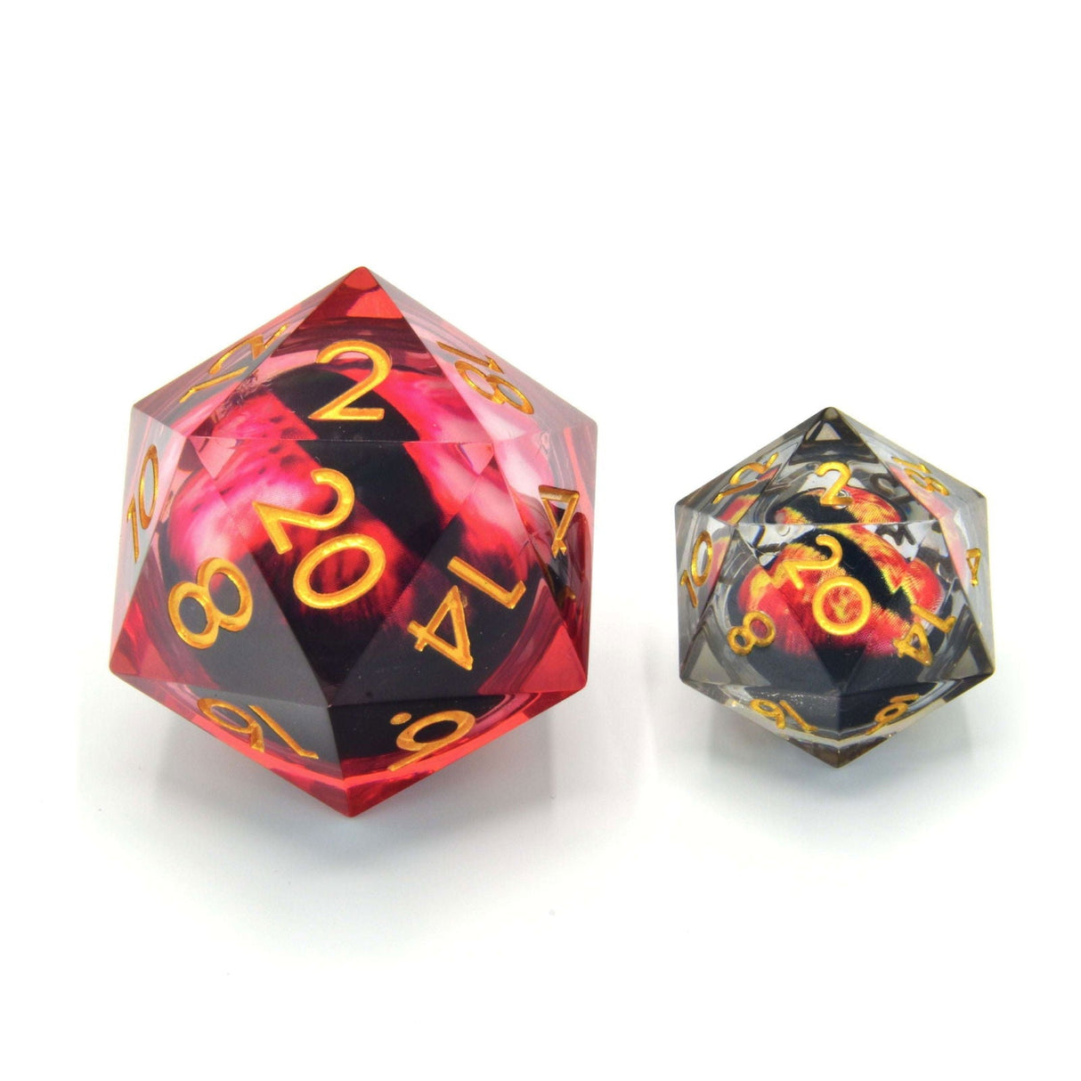 Glassstaff - Blood Iris 33mm Floating Eye D20 - CritStones Dice - cardcosmos