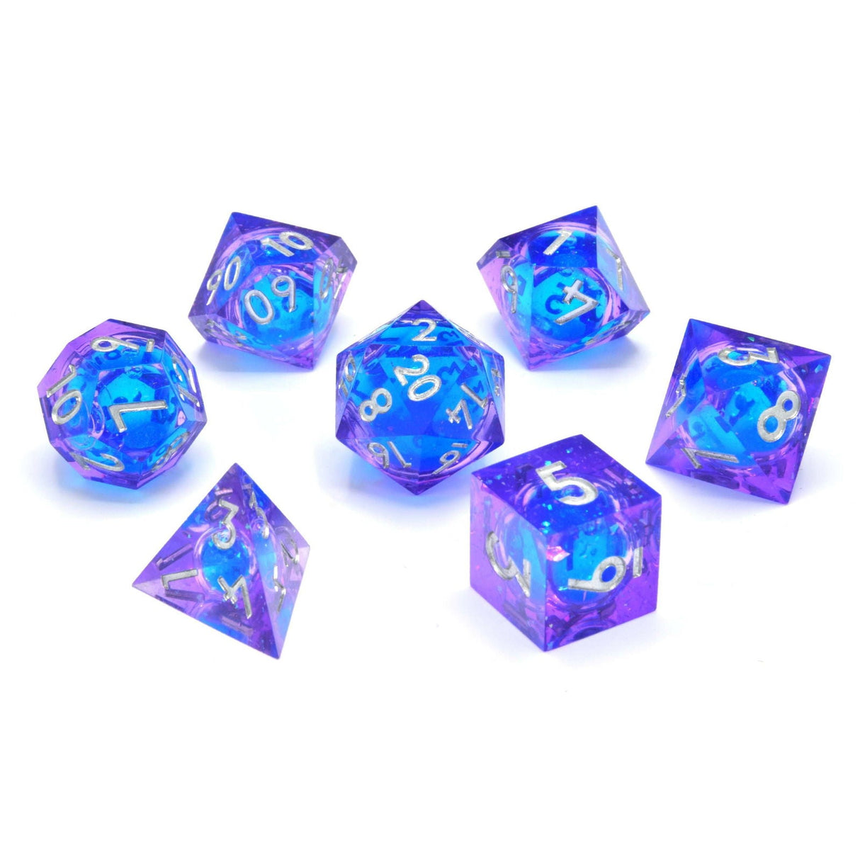 Glassstaff - Blue Bane Liquid Core RPG Dice Set - CritStones Dice - cardcosmos