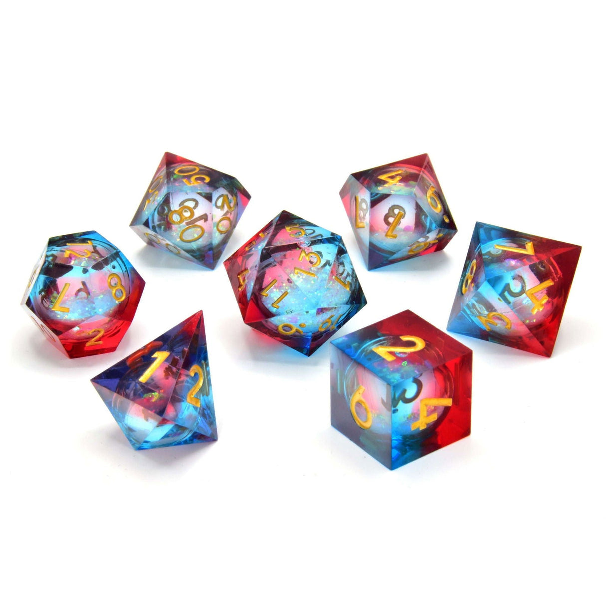 Glassstaff - Fire and Ice Liquid Core RPG Dice Set - CritStones Dice - cardcosmos