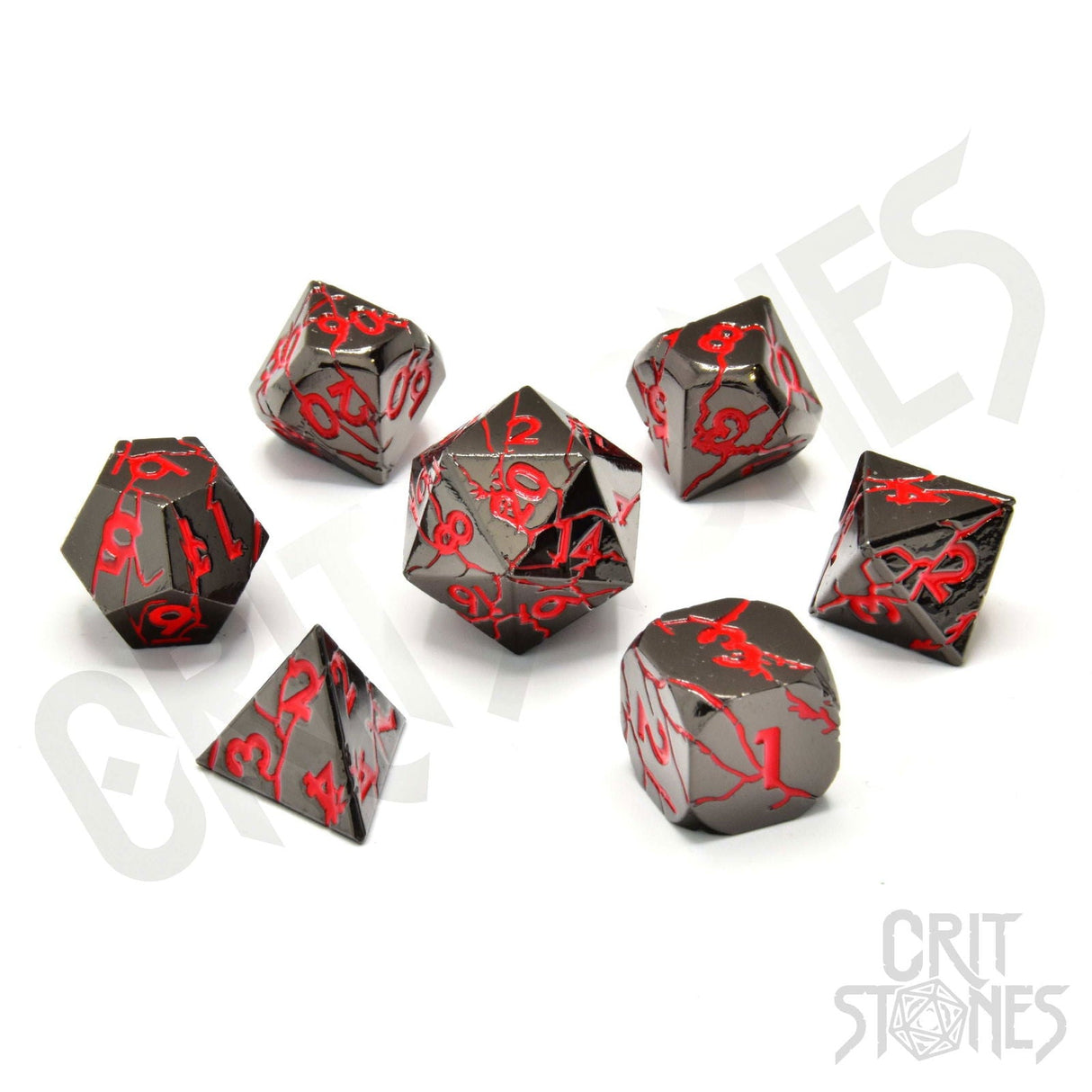 Glassstaff - Infernal Iron Metal RPG Dice Set - CritStones Dice - cardcosmos