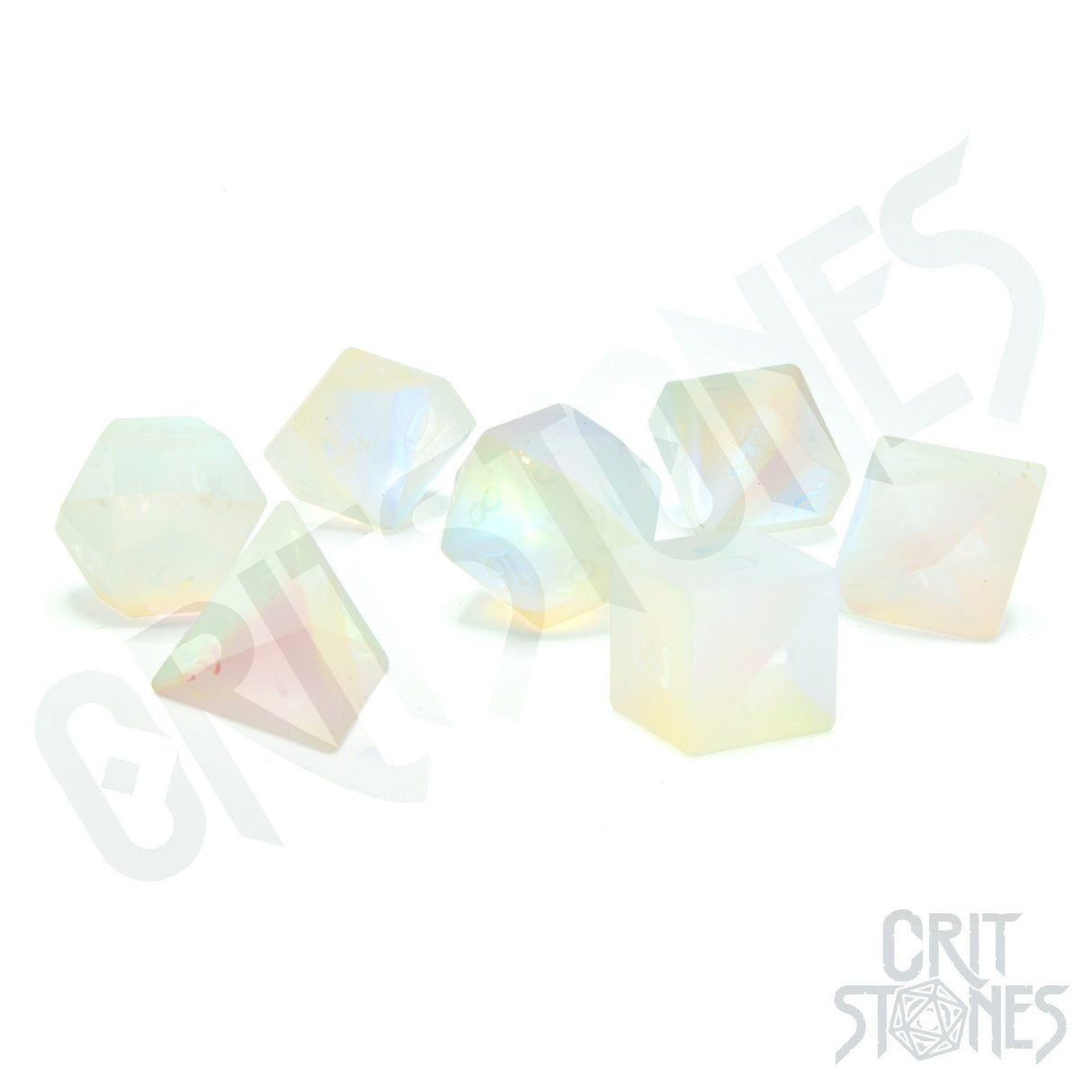 Glassstaff - Prismatic Frost Glass RPG Dice Set - CritStones Dice - cardcosmos