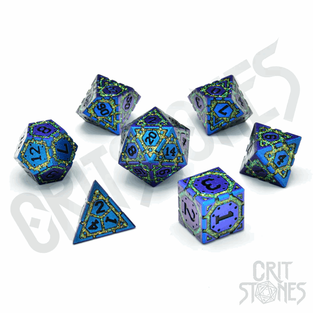 Glassstaff - Twilight Grove Metal RPG Dice Set - CritStones Dice - cardcosmos