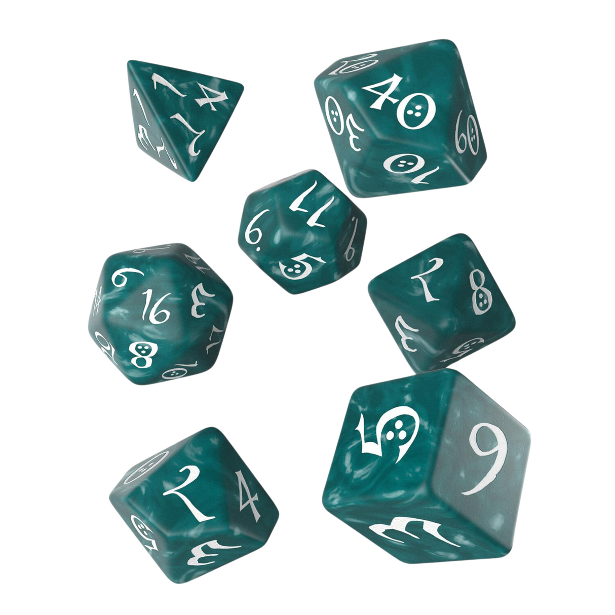 Q Workshop - Classic RPG Stormy & white Dice Set (7) - cardcosmos