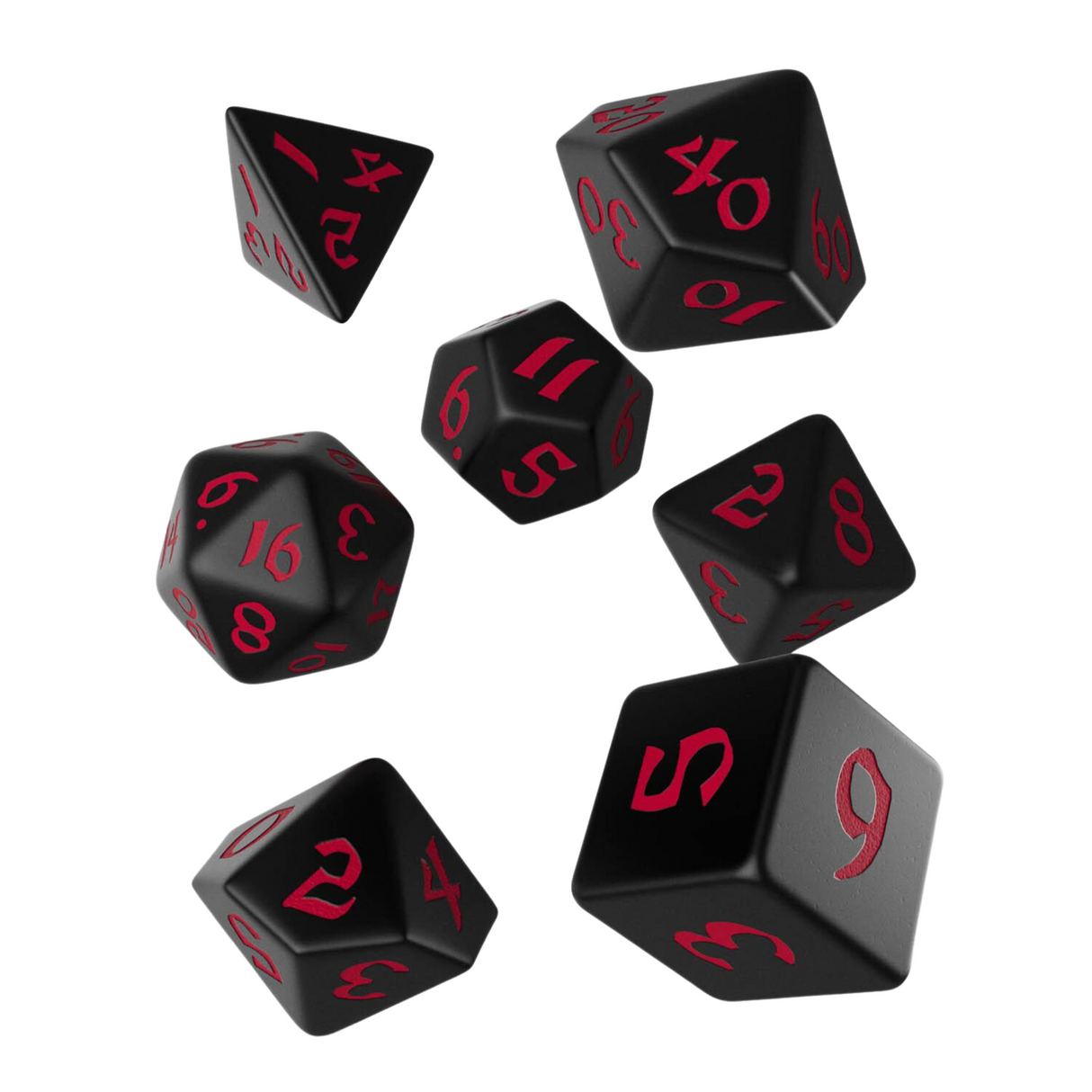 Q Workshop - Classic Runic Black & red Dice Set (7) - cardcosmos