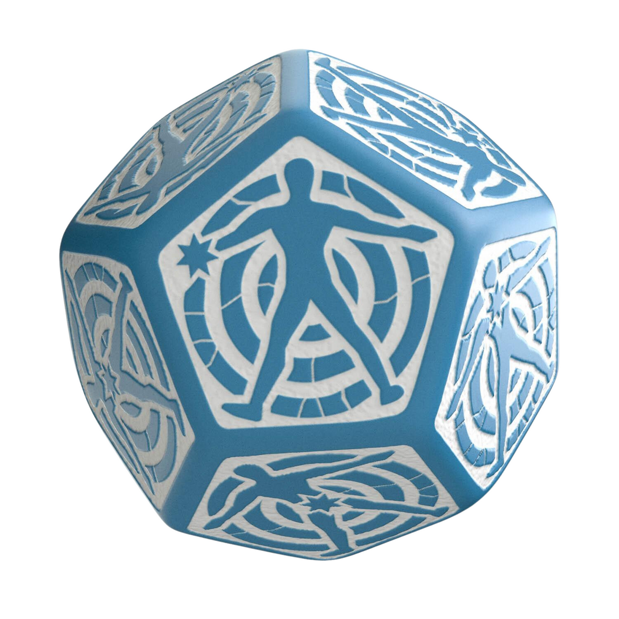 Q Workshop - D12 Hit Location Blue & white dice - cardcosmos