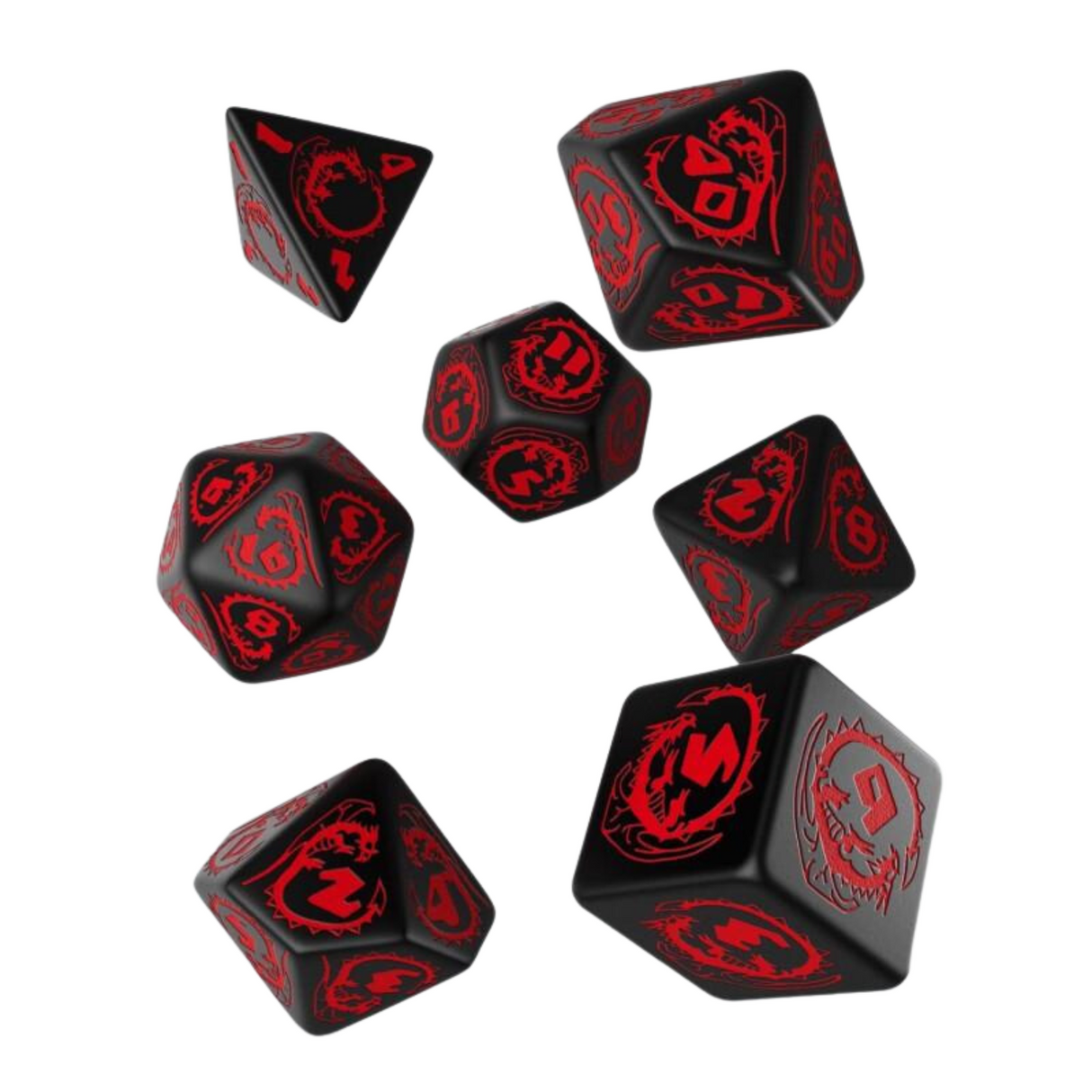 Q Workshop - Dragons Black & red Dice Set (7) - cardcosmos