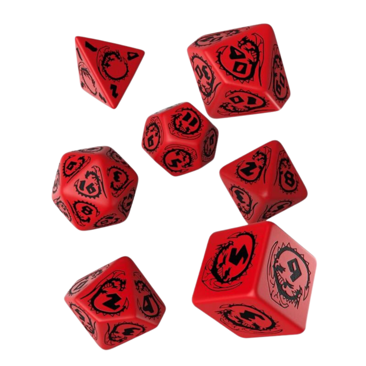 Q Workshop - Dragons Red & black Dice Set (7) - cardcosmos