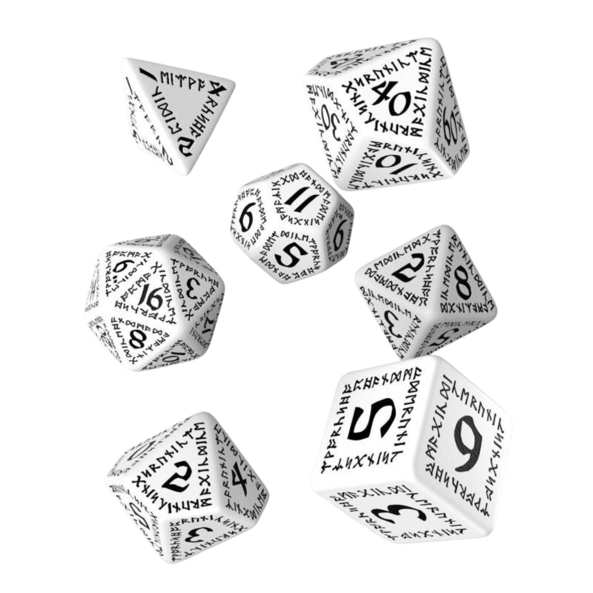 Q Workshop - Runic White & black Dice Set (7) - cardcosmos