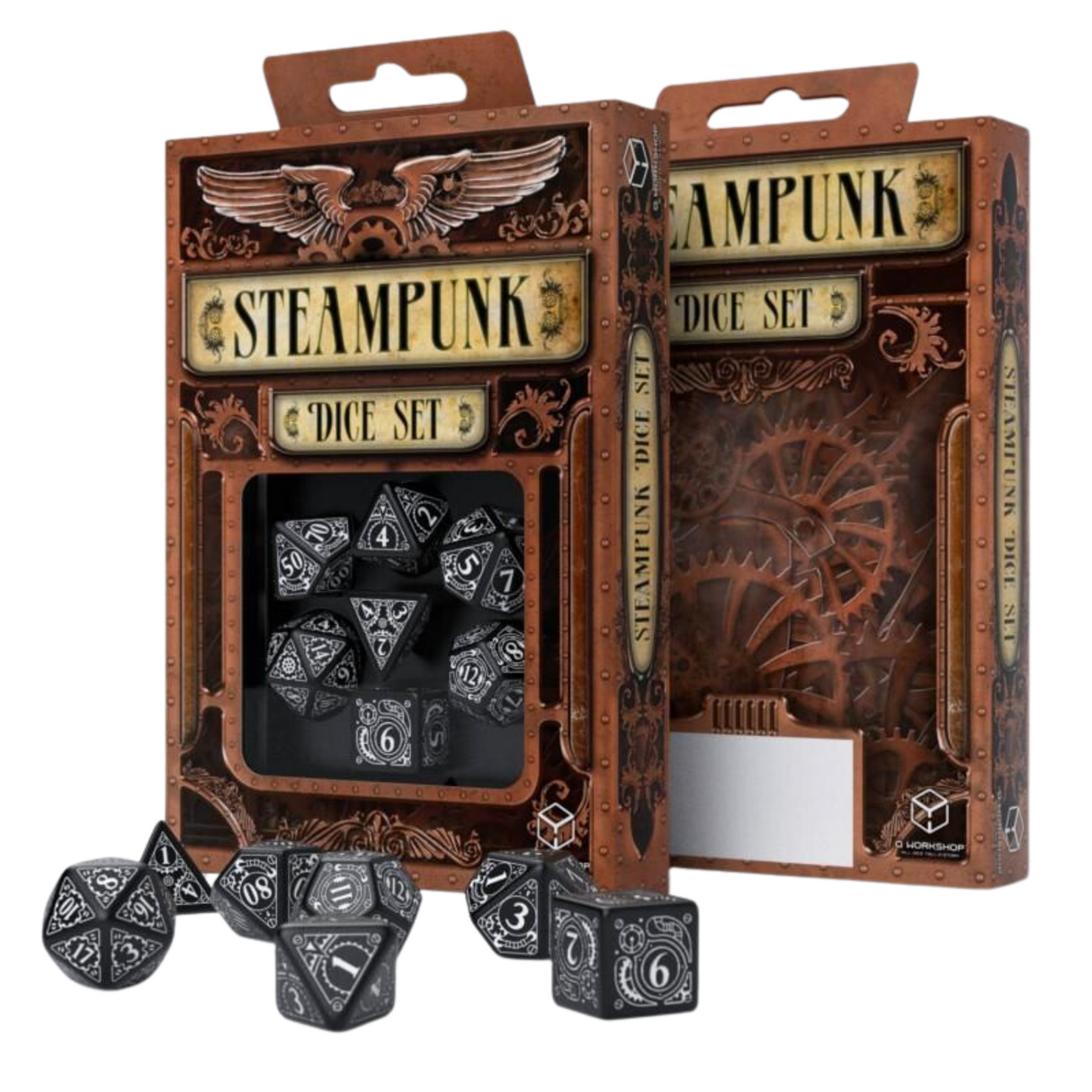 Q Workshop - Steampunk Black & white Dice Set (7) - cardcosmos