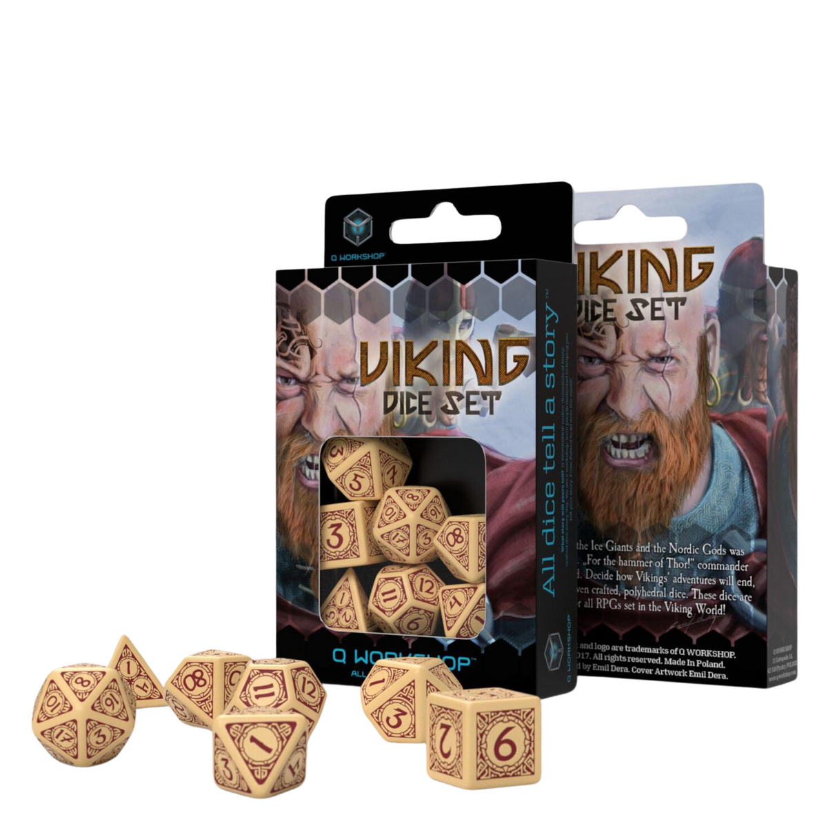 Q Workshop - Viking Beige & burgundy Dice Set (7) - cardcosmos