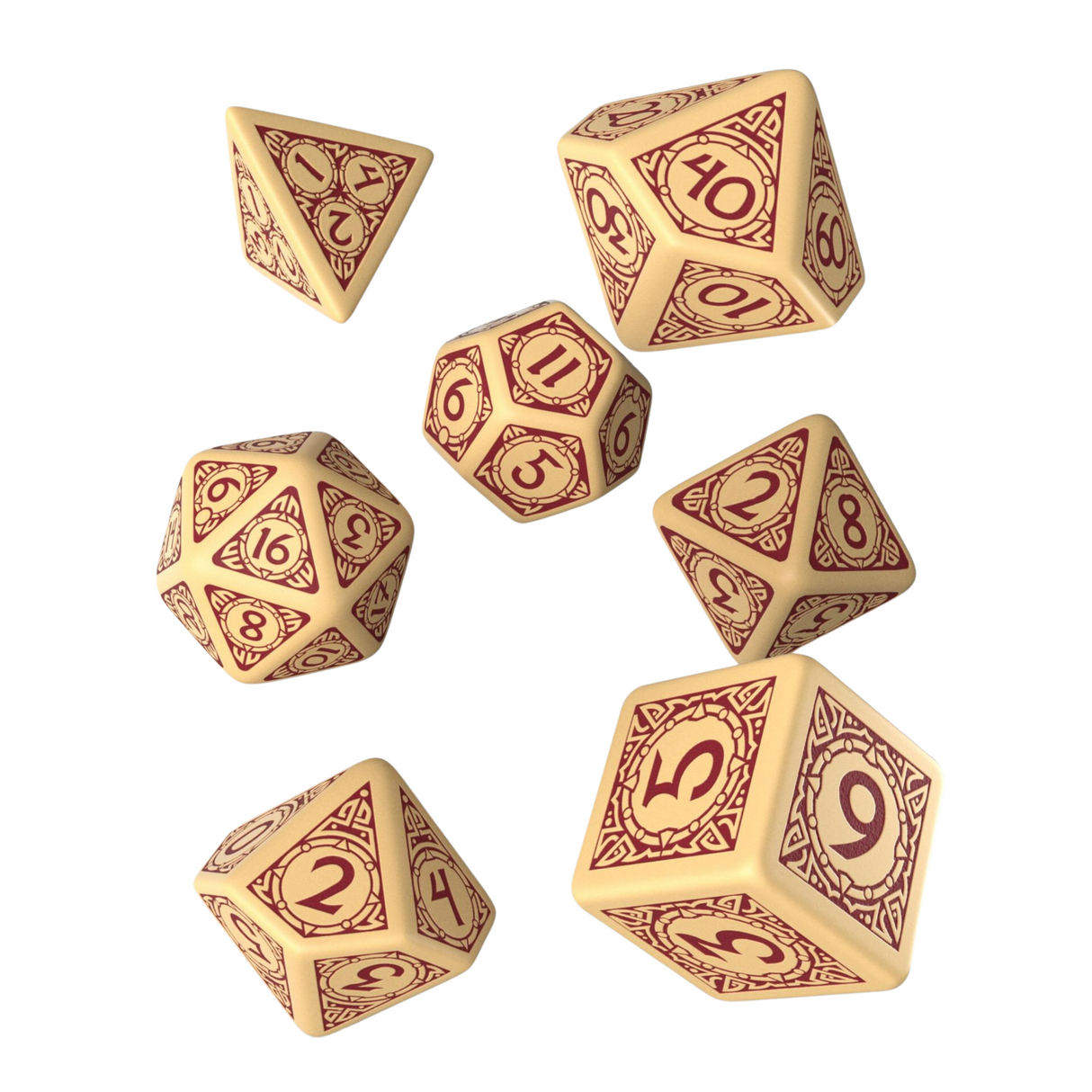 Q Workshop - Viking Beige & burgundy Dice Set (7) - cardcosmos