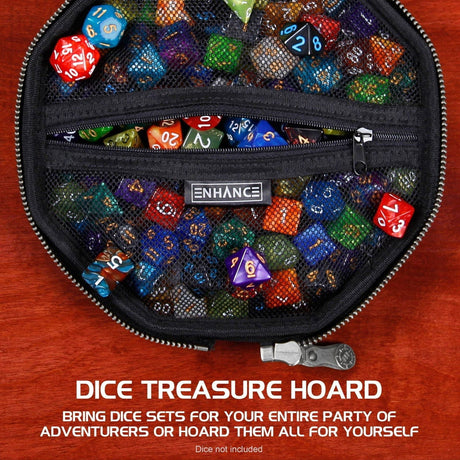 ENHANCE DnD Dice Tray and Dice Case - Dragon Black - cardcosmos
