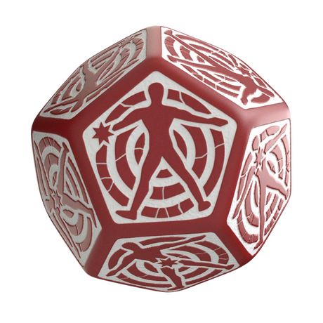 Q Workshop - D12 Hit Location Red & white die - cardcosmos